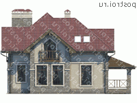 U-157-1P проект двухэтажного коттеджа из пеноблоков размером 11 на 10 - вид справа