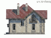 U-157-1P проект двухэтажного коттеджа из пеноблоков размером 11 на 10 - вид сзади