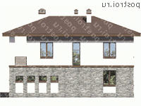 U-158-1P проект двухэтажного дома из пеноблоков с гаражом размером 14 на 9  - вид слева