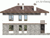 U-158-1P проект двухэтажного дома из пеноблоков с гаражом размером 14 на 9  - вид справа