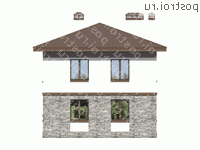 U-158-1P проект двухэтажного дома из пеноблоков с гаражом размером 14 на 9  - вид сзади