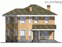 U-161-1P проект двухэтажного дома из пеноблоков размером 12 на 12  - вид спереди