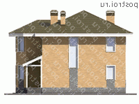 U-161-1P проект двухэтажного дома из пеноблоков размером 12 на 12  - вид слева