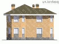 U-161-1P проект двухэтажного дома из пеноблоков размером 12 на 12  - вид справа