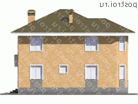 U-161-1P проект двухэтажного дома из пеноблоков размером 12 на 12  - вид сзади