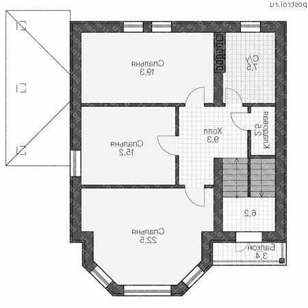 U-162-1K проект двухэтажного дома из кирпича размером 12 на 9  - 2-й этаж