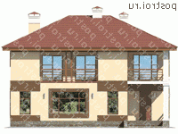 U-163-1P проект двухэтажного дома из пеноблоков размером 10 на 13  - вид спереди