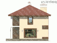 U-163-1P проект двухэтажного дома из пеноблоков размером 10 на 13  - вид слева