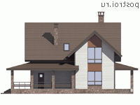 U-164-3P проект двухэтажного дома из пеноблоков размером 11 на 12  - вид слева