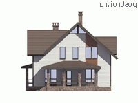 U-164-3P проект двухэтажного дома из пеноблоков размером 11 на 12  - вид сзади