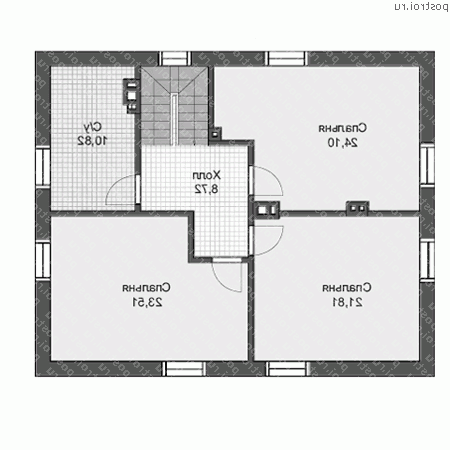 U-166-2P проект двухэтажного дома из пеноблоков размером 11 на 12 - 2-й этаж