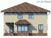 U-166-2P проект двухэтажного дома из пеноблоков размером 11 на 12 - вид спереди