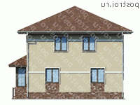 U-166-2P проект двухэтажного дома из пеноблоков размером 11 на 12 - вид слева