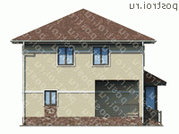 U-166-2P проект двухэтажного дома из пеноблоков размером 11 на 12 - вид справа
