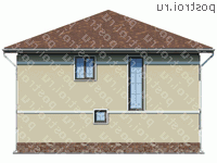 U-166-2P проект двухэтажного дома из пеноблоков размером 11 на 12 - вид сзади
