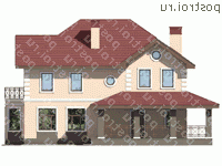 U-168-1P проект двухэтажного дома из пеноблоков размером 11 на 16  - вид спереди