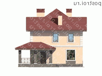 U-168-1P проект двухэтажного дома из пеноблоков размером 11 на 16  - вид слева