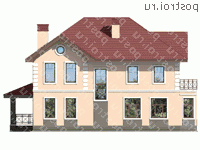 U-168-1P проект двухэтажного дома из пеноблоков размером 11 на 16  - вид сзади