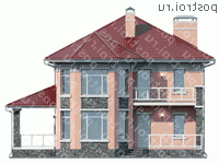 U-169-1P проект двухэтажного дома из пеноблоков размером 13 на 13 - вид спереди