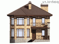 U-169-2P проект двухэтажного дома из пеноблоков размером 10 на 12  - вид спереди