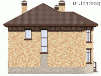 U-169-2P проект двухэтажного дома из пеноблоков размером 10 на 12  - вид справа