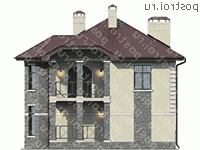 U-171-1P проект двухэтажного дома из пеноблоков размером 11 на 13 - вид слева