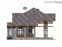 U-171-2K проект одноэтажного дома из кирпича с мансардой размером 13 на 11  - вид спереди