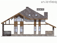 U-171-2K проект одноэтажного дома из кирпича с мансардой размером 13 на 11  - вид слева