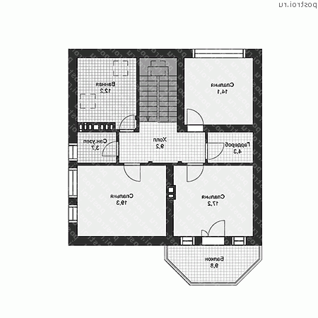 U-171-2K проект одноэтажного дома из кирпича с мансардой размером 13 на 11  - мансарда