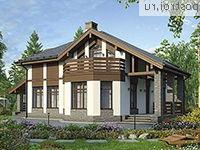 U-171-2K проект одноэтажного дома из кирпича с мансардой размером 13 на 11 