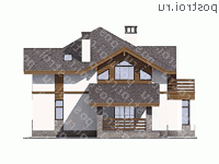 U-171-2K проект одноэтажного дома из кирпича с мансардой размером 13 на 11  - вид сзади