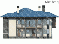 U-172-1P проект двухэтажного дома из пеноблоков размером 13 на 14 - вид спереди