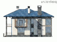 U-172-1P проект двухэтажного дома из пеноблоков размером 13 на 14 - вид слева