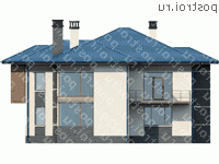 U-172-1P проект двухэтажного дома из пеноблоков размером 13 на 14 - вид сзади