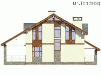 U-173-1P проект двухэтажного дома из пеноблоков размером 13 на 15  - вид сзади