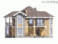 U-174-1K проект двухэтажного дома из кирпича размером 12 на 14  - вид спереди