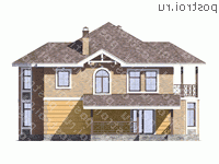 U-174-1K проект двухэтажного дома из кирпича размером 12 на 14  - вид сзади