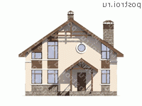 U-174-1P проект двухэтажного дома из пеноблоков размером 11 на 14 - вид спереди