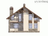 U-174-1P проект двухэтажного дома из пеноблоков размером 11 на 14 - вид сзади