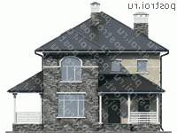 U-175-1P проект двухэтажного дома из пеноблоков размером 14 на 13 - вид спереди