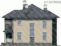 U-175-1P проект двухэтажного дома из пеноблоков размером 14 на 13 - вид слева