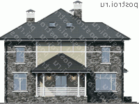 U-175-1P проект двухэтажного дома из пеноблоков размером 14 на 13 - вид справа