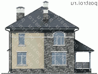 U-175-1P проект двухэтажного дома из пеноблоков размером 14 на 13 - вид сзади