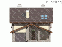 U-177-1P проект одноэтажного дома из пеноблоков с мансардой и гаражом размером 14 на 10  - вид спереди