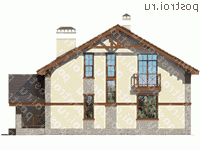 U-177-1P проект одноэтажного дома из пеноблоков с мансардой и гаражом размером 14 на 10  - вид слева