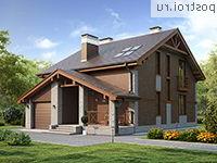 U-177-1P проект одноэтажного дома из пеноблоков с мансардой и гаражом размером 14 на 10 