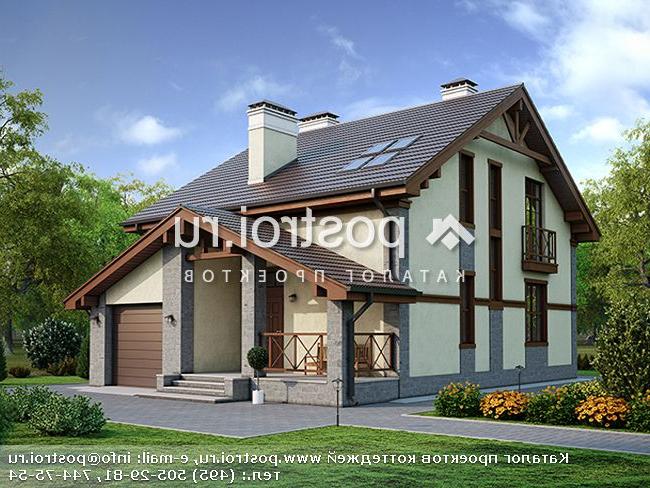 U-177-1P проект одноэтажного дома из пеноблоков с мансардой и гаражом размером 14 на 10 