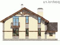 U-177-1P проект одноэтажного дома из пеноблоков с мансардой и гаражом размером 14 на 10  - вид справа