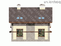 U-177-1P проект одноэтажного дома из пеноблоков с мансардой и гаражом размером 14 на 10  - вид сзади