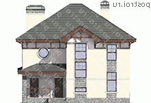 U-183-1P проект двухэтажного дома из пеноблоков размером 13 на 11  - вид спереди